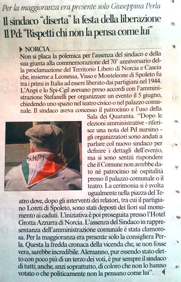 Il sindaco "diserta" la festa della Liberazione (Corriere dell'Umbria)